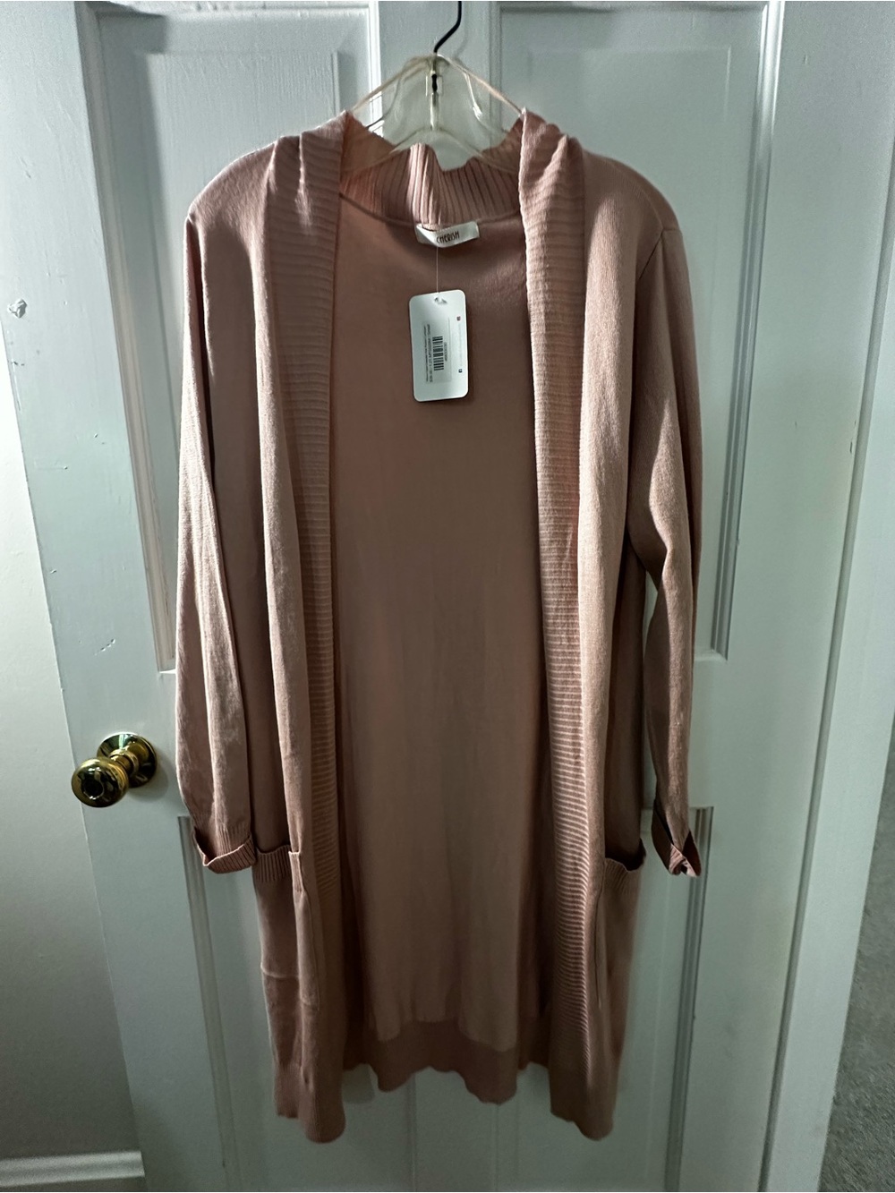 Dusty Rose Open Front Long Cardigan